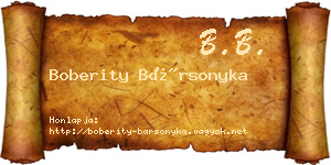 Boberity Bársonyka névjegykártya